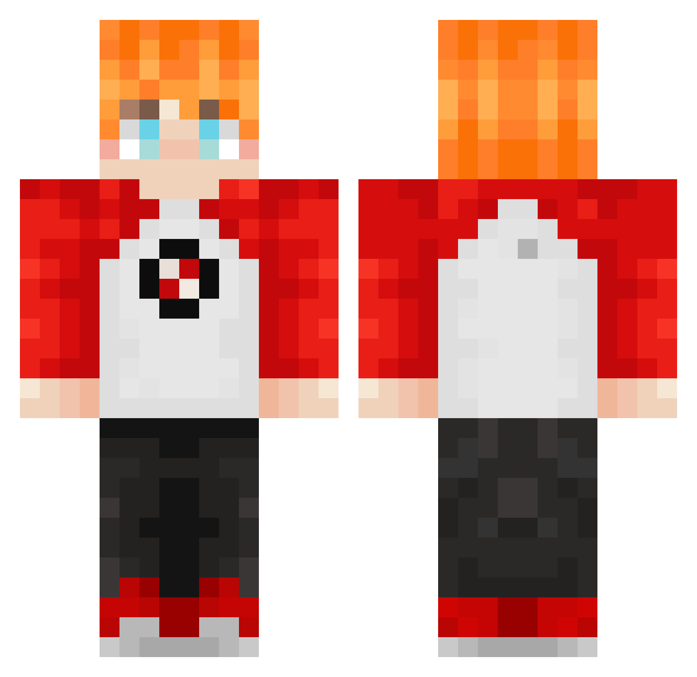 MisterBannon Minecraft skin, front and back view