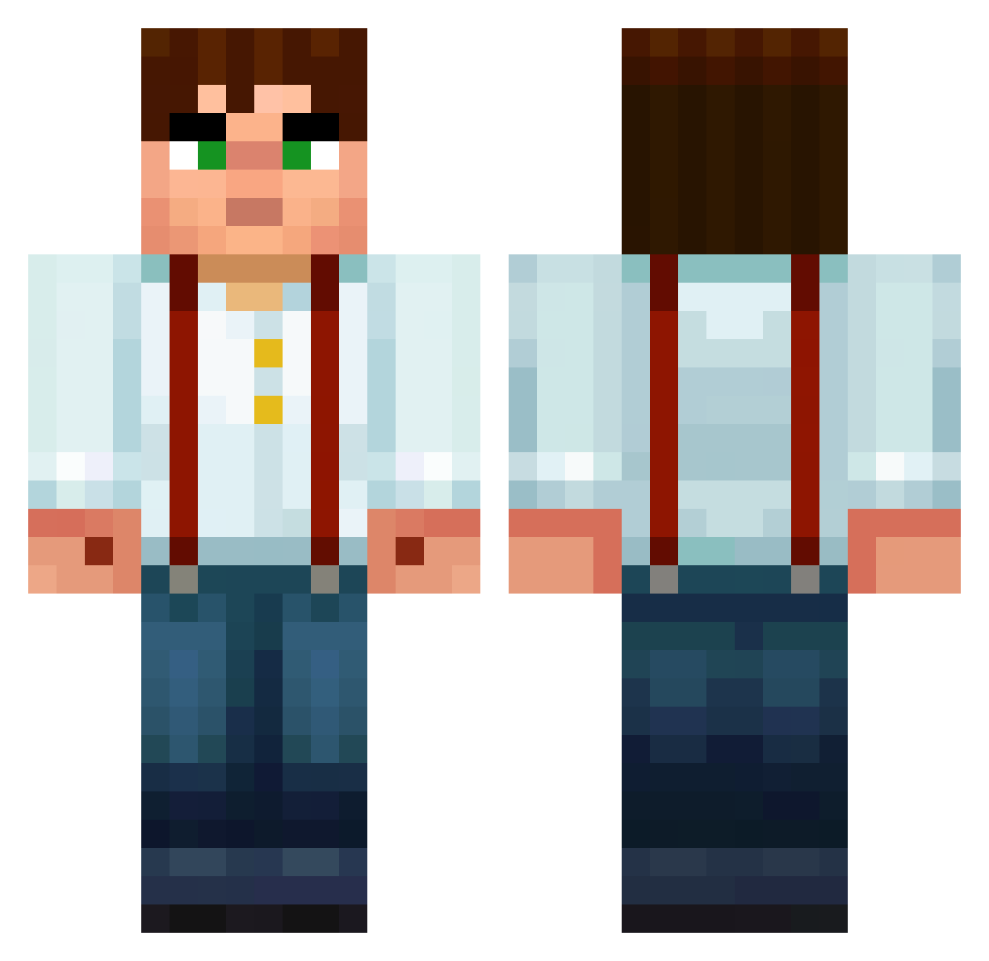 KrakaBox Minecraft skin, front and back view