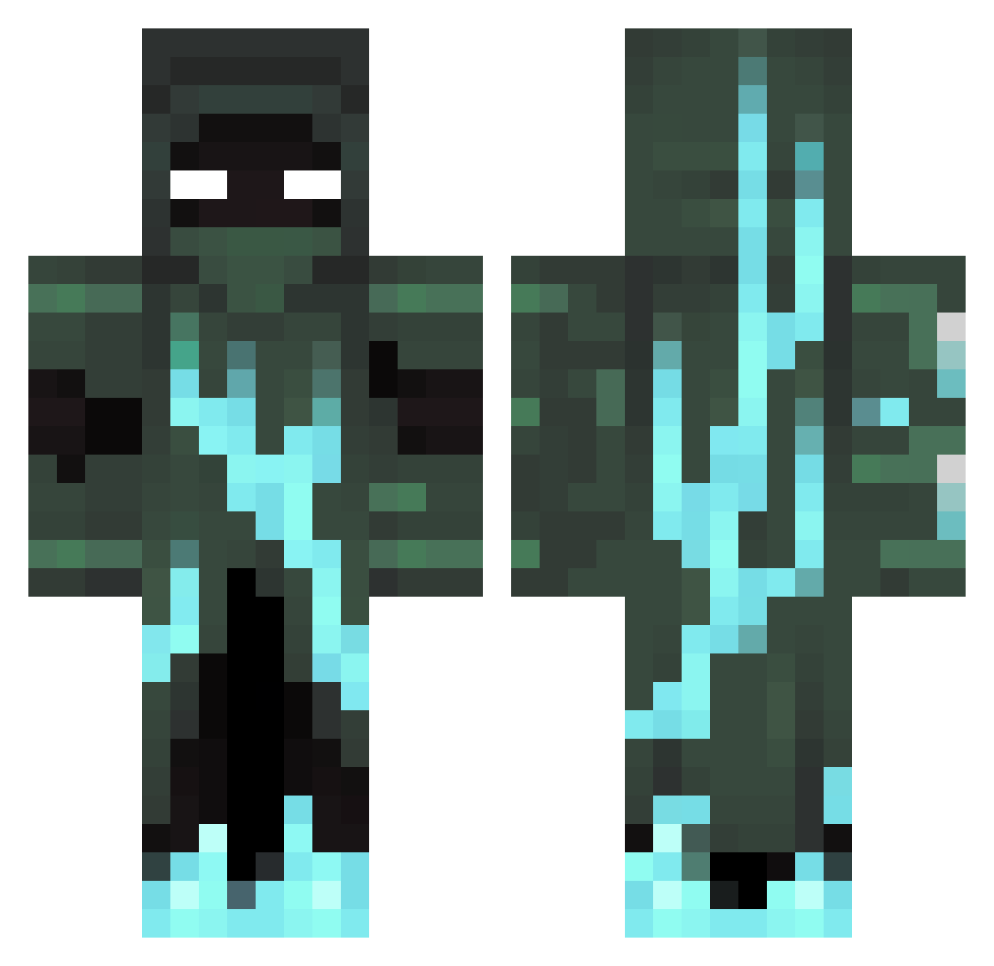 Hexumon Minecraft skin, front and back view