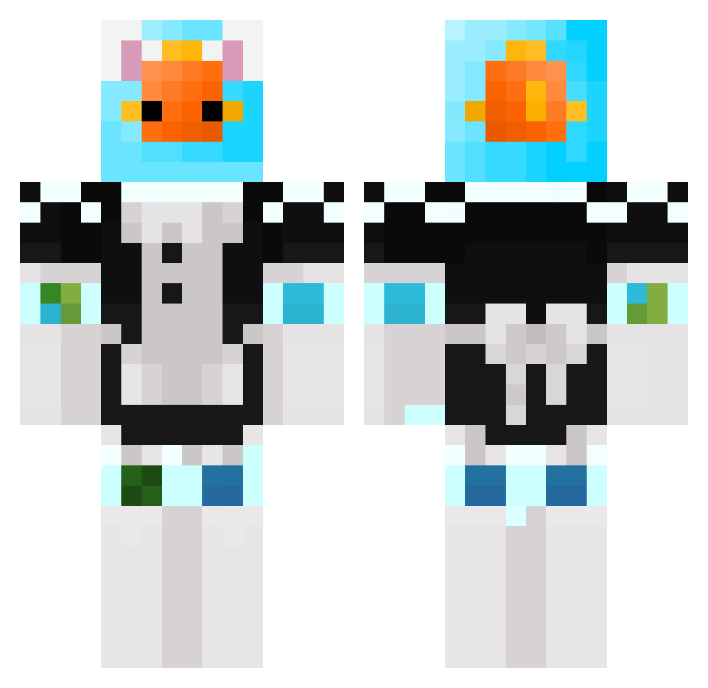 notjolek Minecraft skin, front and back view