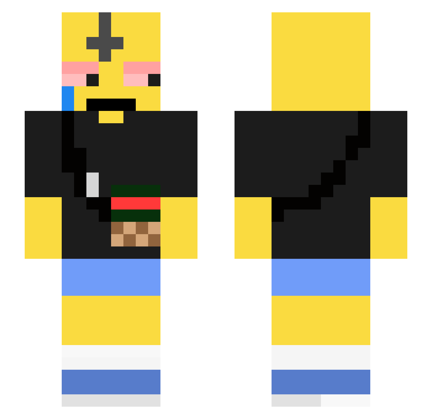 yerialec Minecraft skin, front and back view