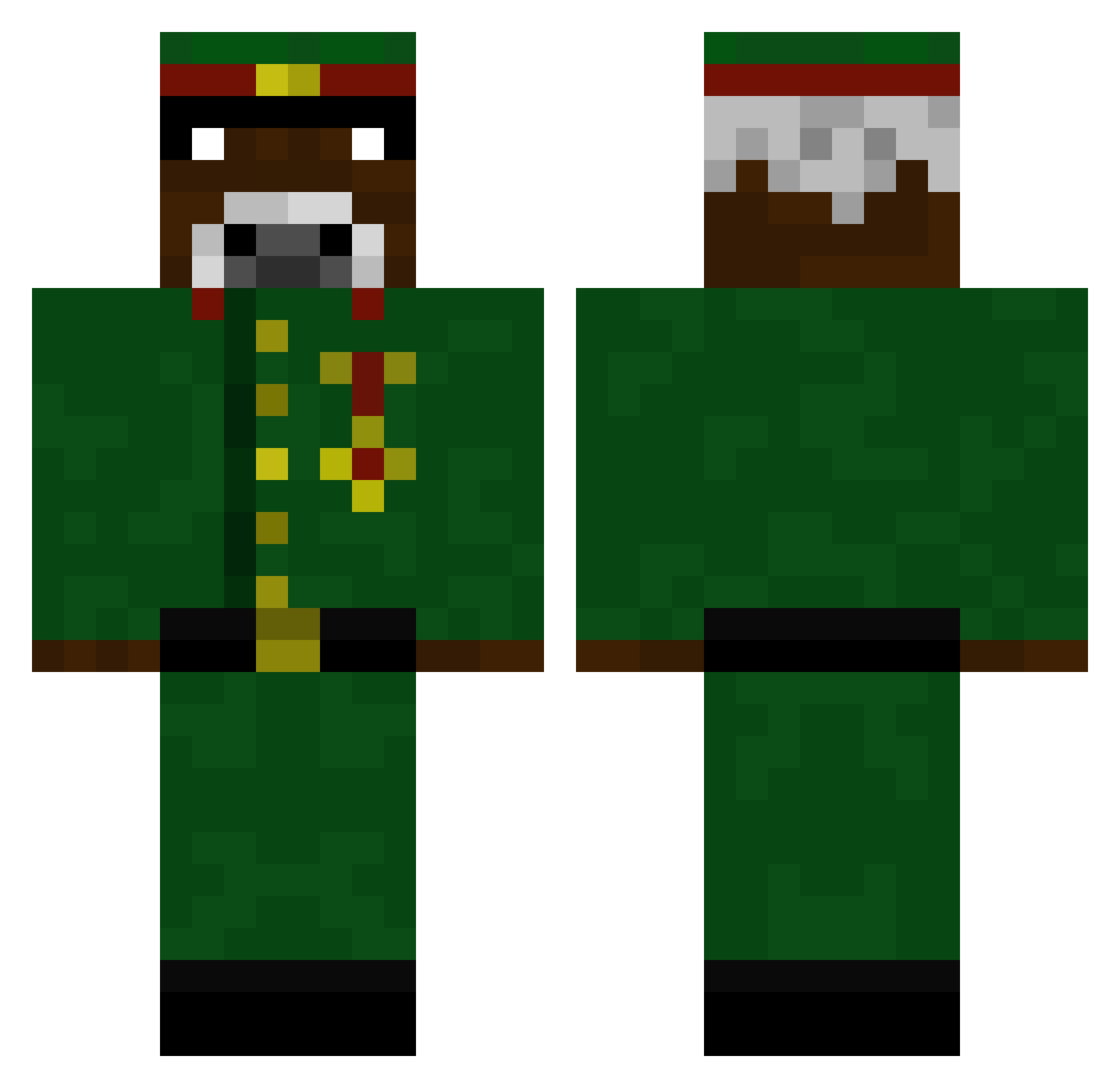 Gu5t3d Minecraft skin, front and back view