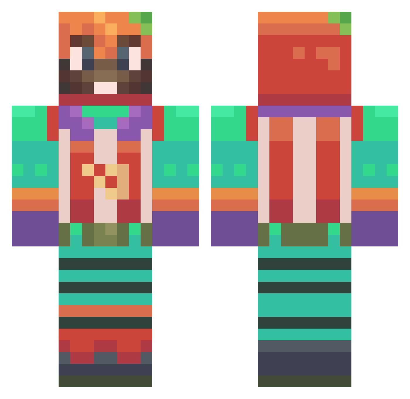 WickedHarv Minecraft skin, front and back view