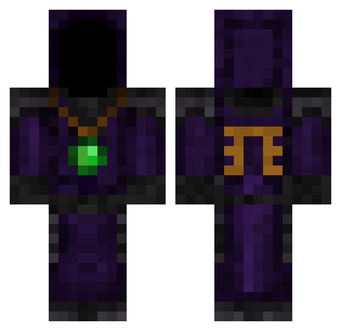 NotColpevole Minecraft skin, front and back view