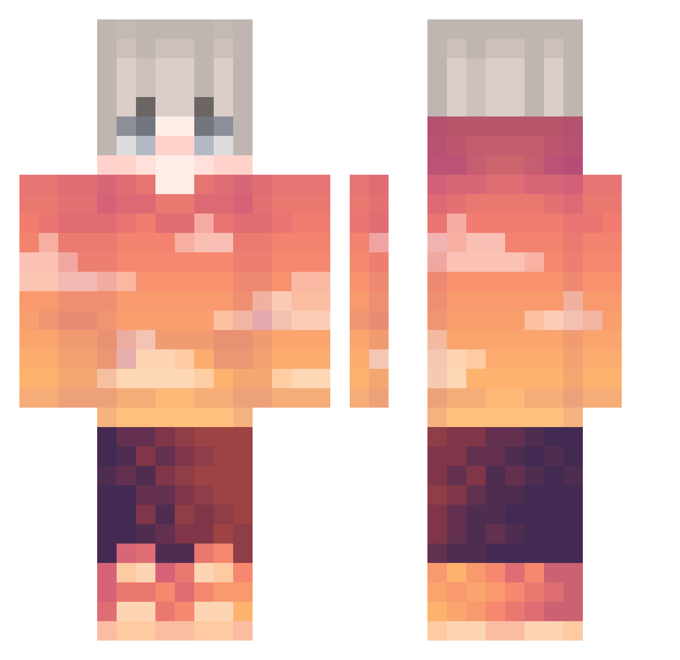 ZeroNumb Minecraft skin, front and back view