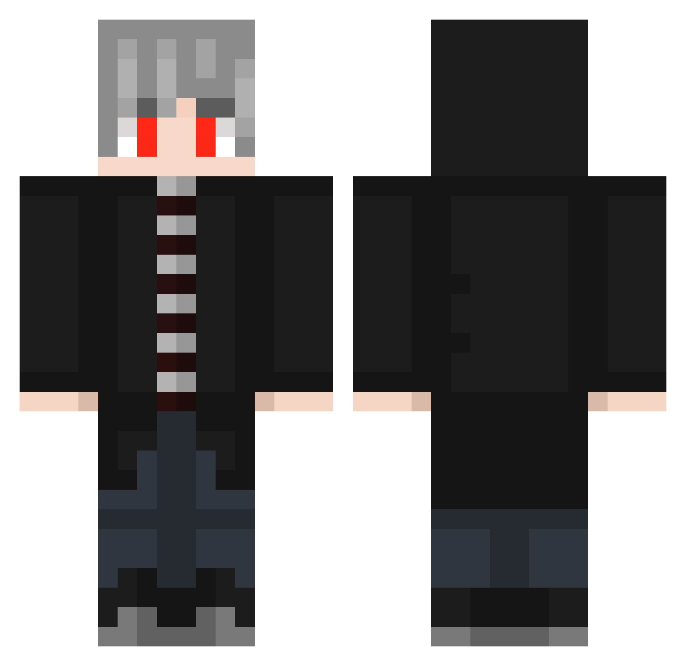 Sackzinho Minecraft skin, front and back view