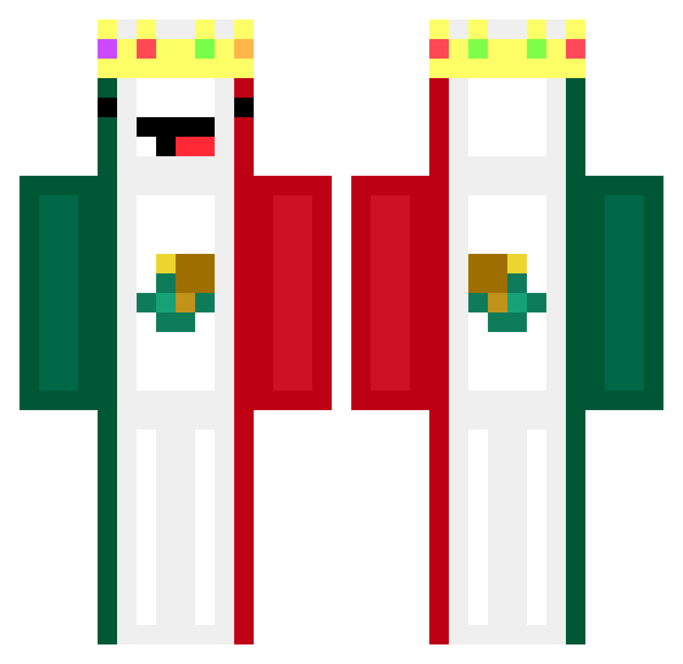 Shxsta Minecraft skin, front and back view