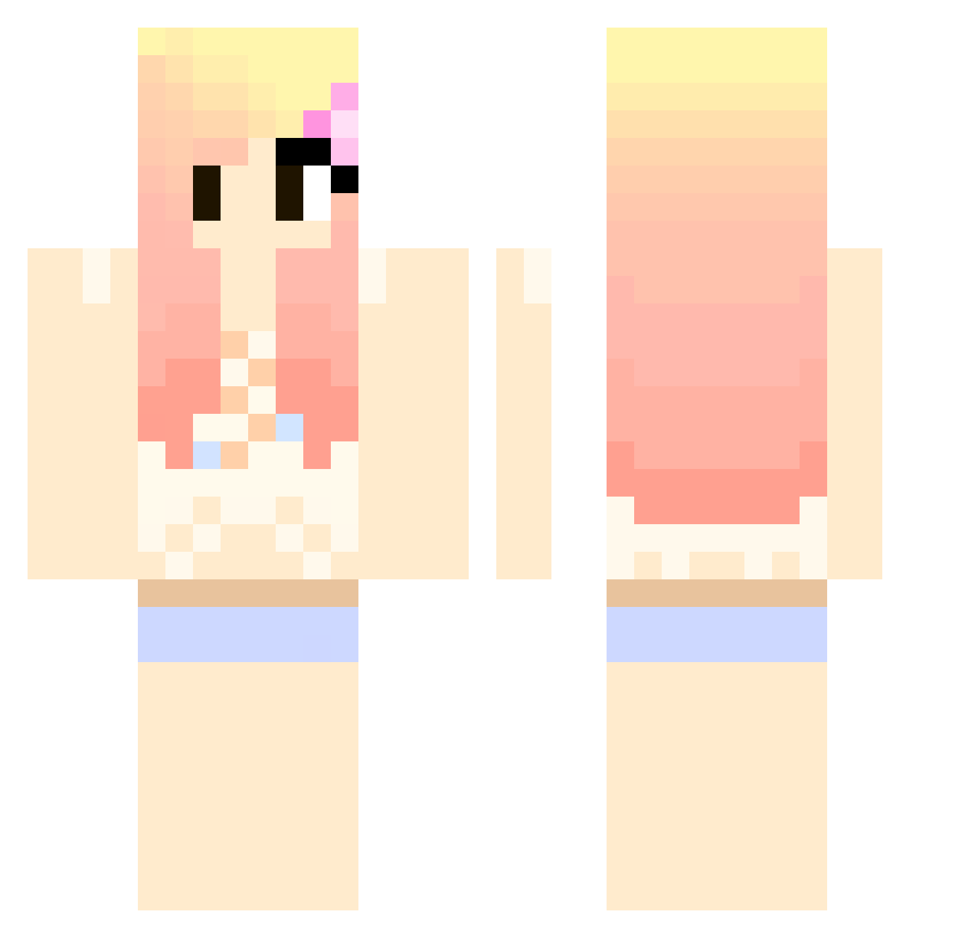 hubwub Minecraft skin, front and back view