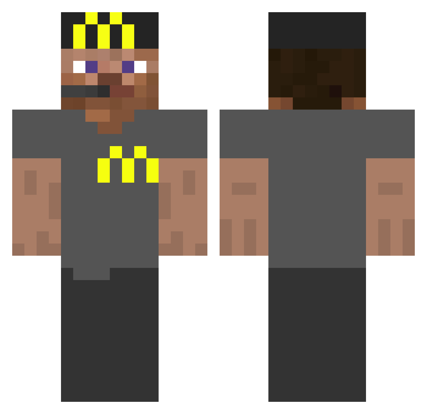BigBreastedMan Minecraft skin, front and back view