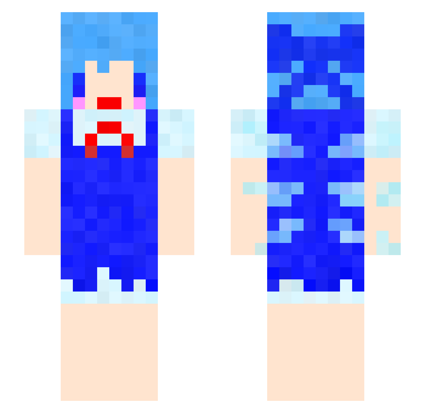 CirnoRush Minecraft skin, front and back view