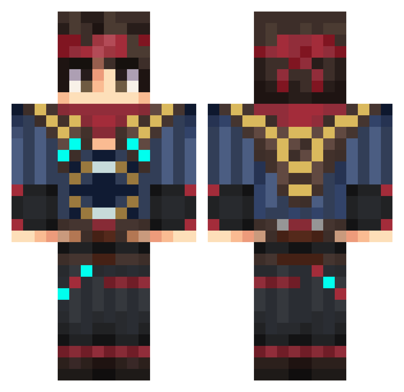 IamHat Minecraft skin, front and back view