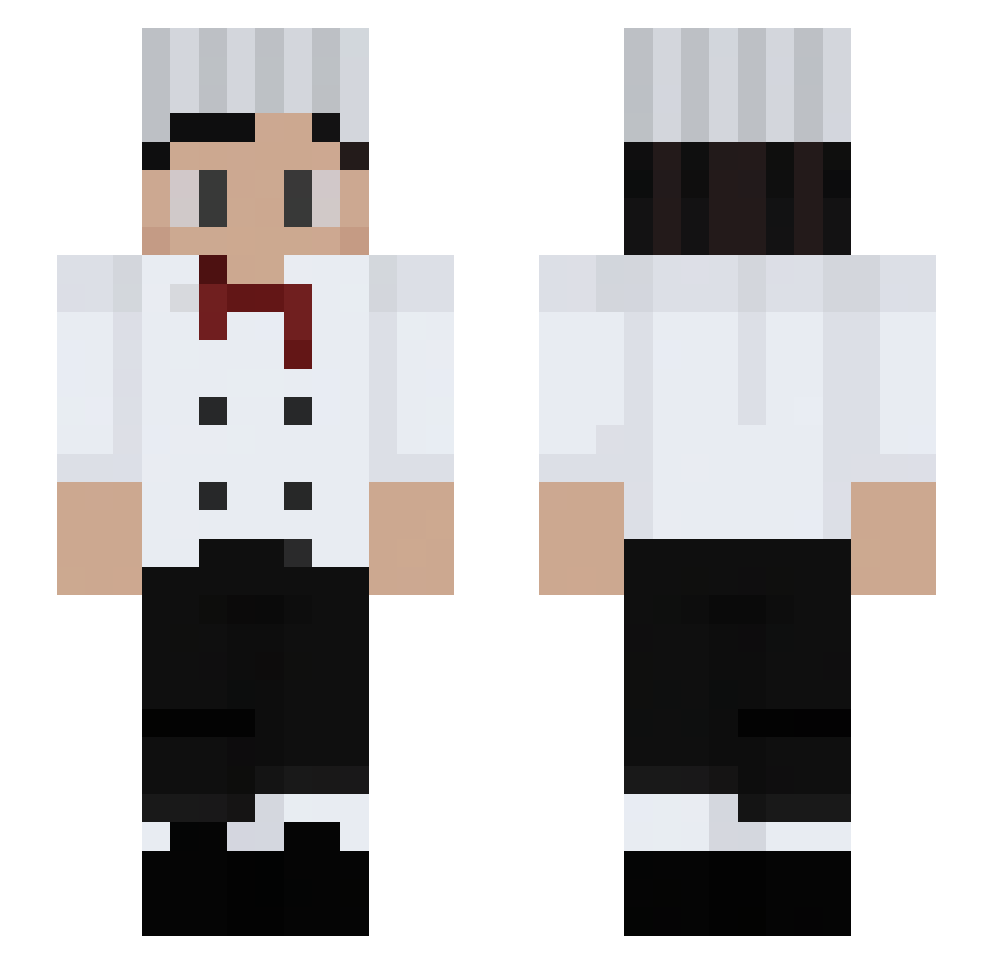 Chef_Charles Minecraft skin, front and back view