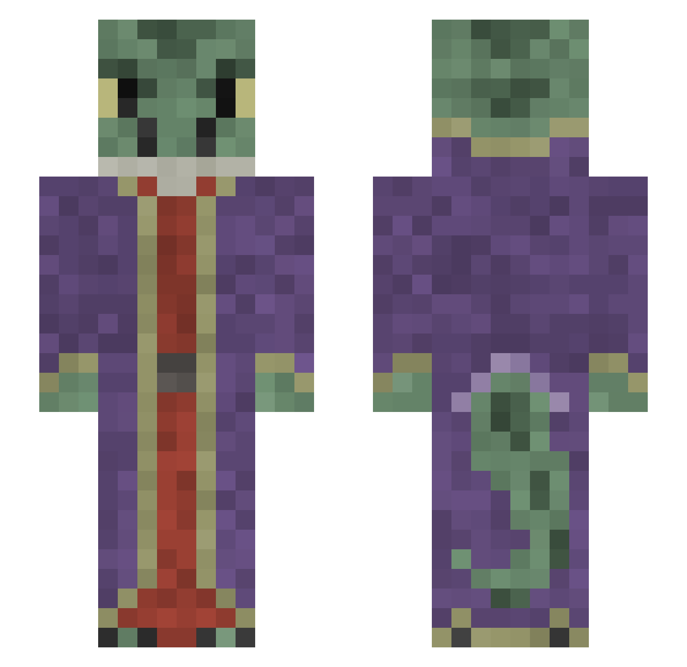 Lizardwizard186 Minecraft skin, front and back view
