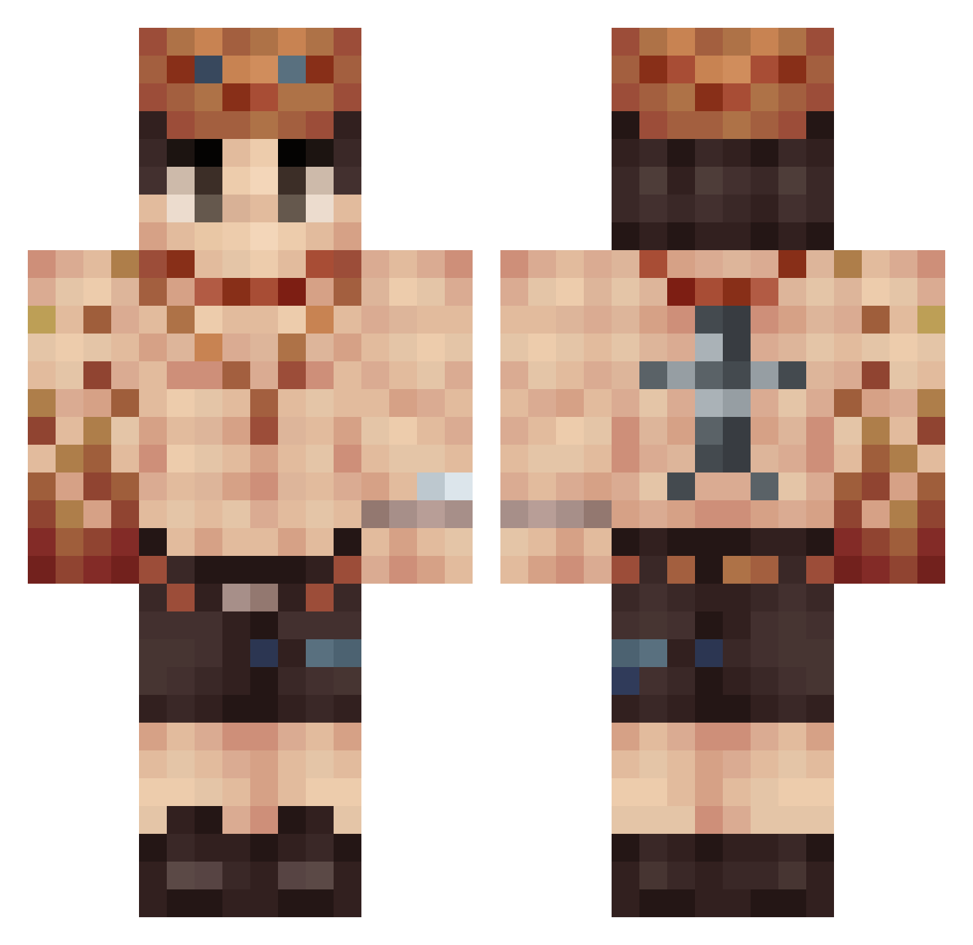 eCraze4 Minecraft skin, front and back view