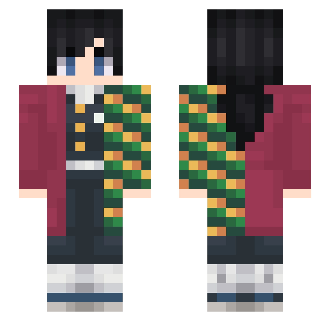 aVolcanicMyth Minecraft skin, front and back view