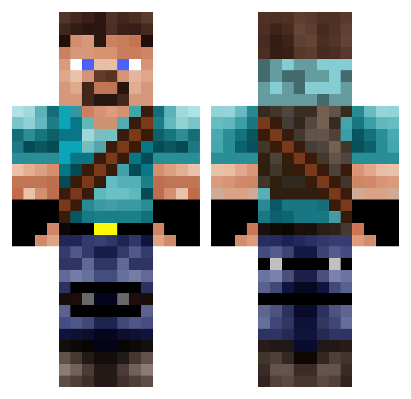 Killzorba Minecraft skin, front and back view