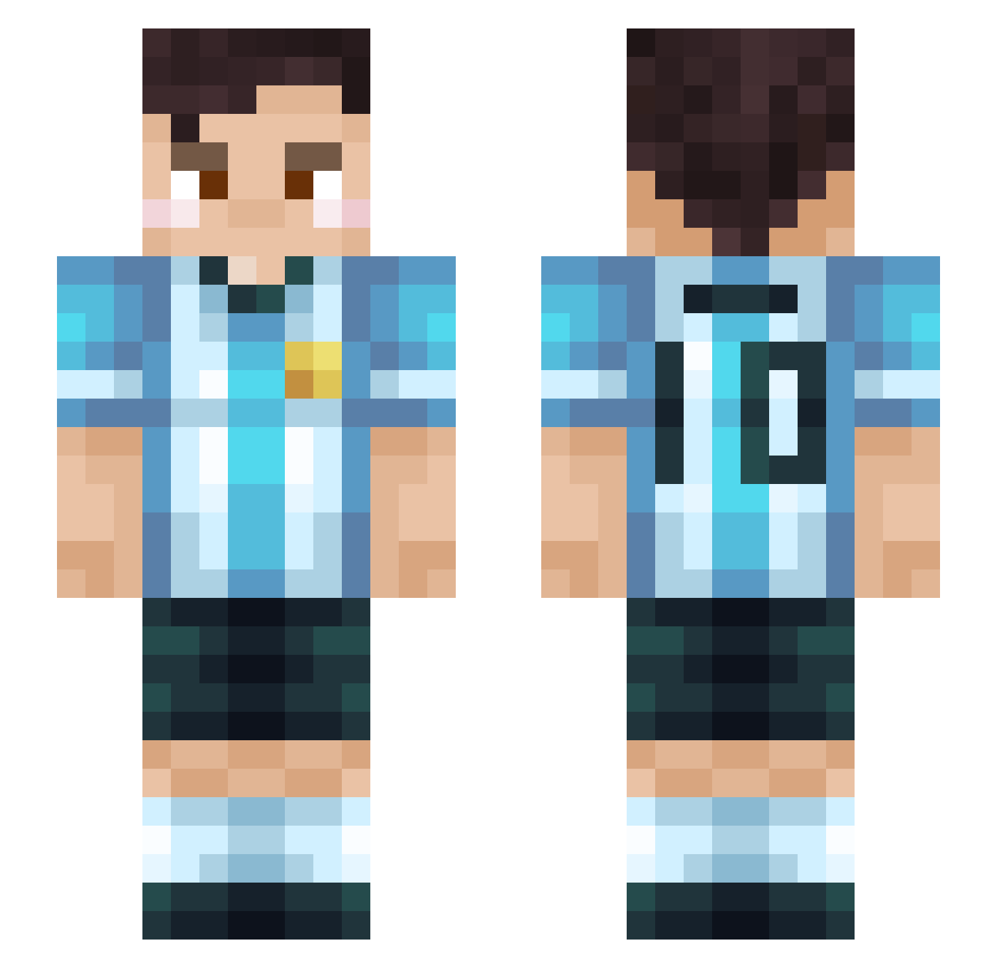 G10CAR Minecraft skin, front and back view