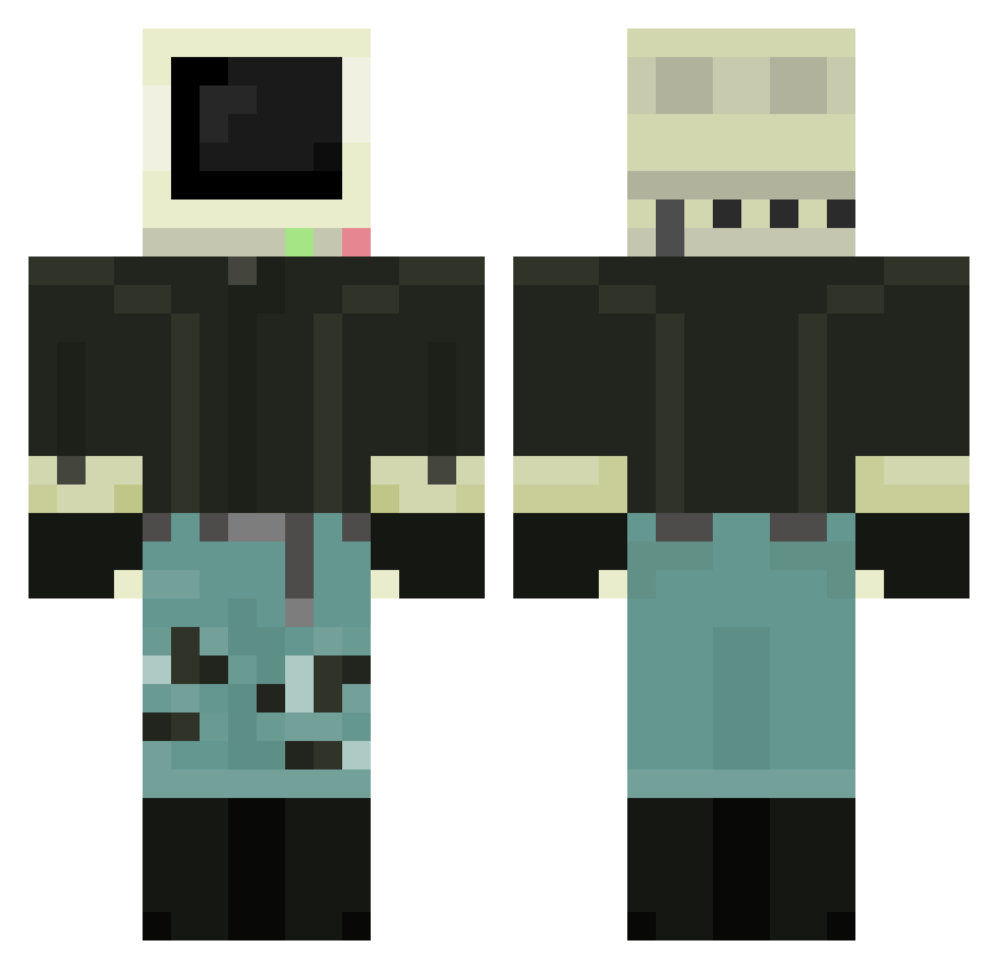 centicycle Minecraft skin, front and back view