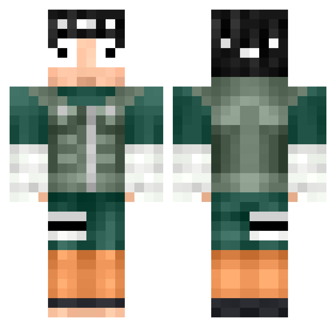 Woodsaminer Minecraft skin, front and back view