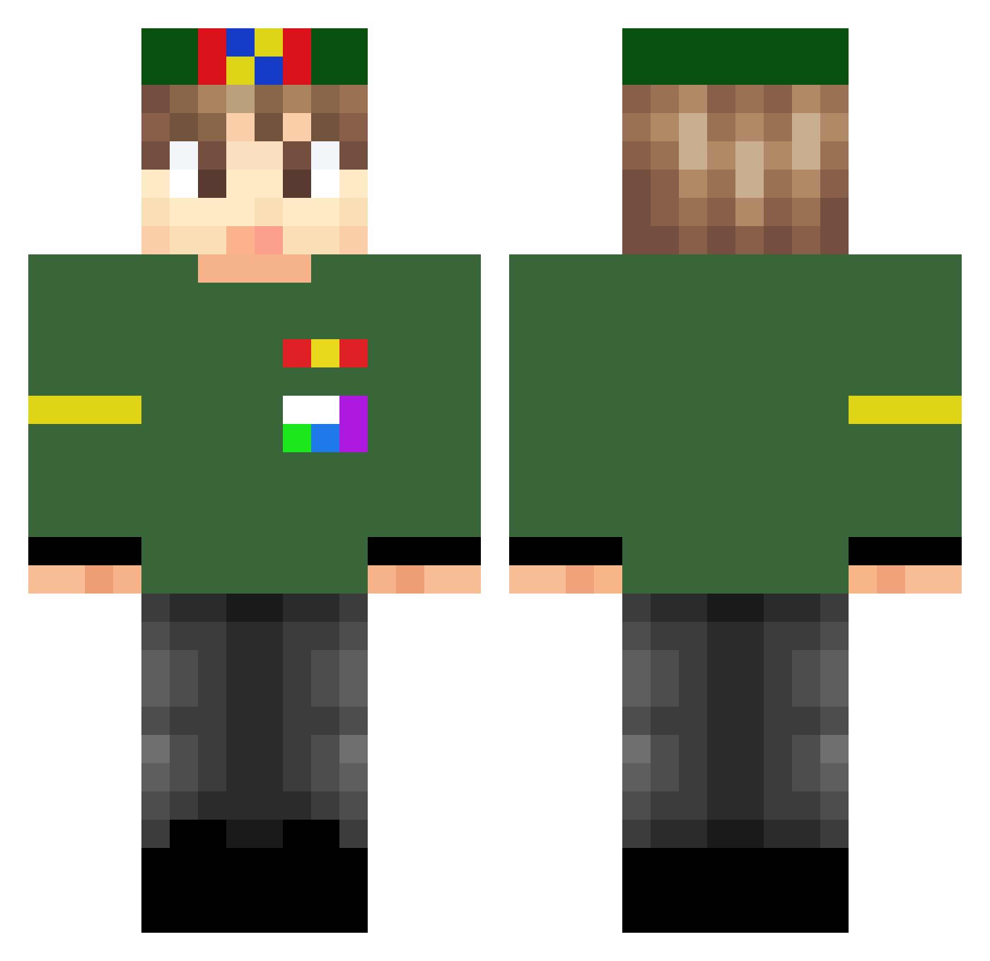 mango757 Minecraft skin, front and back view
