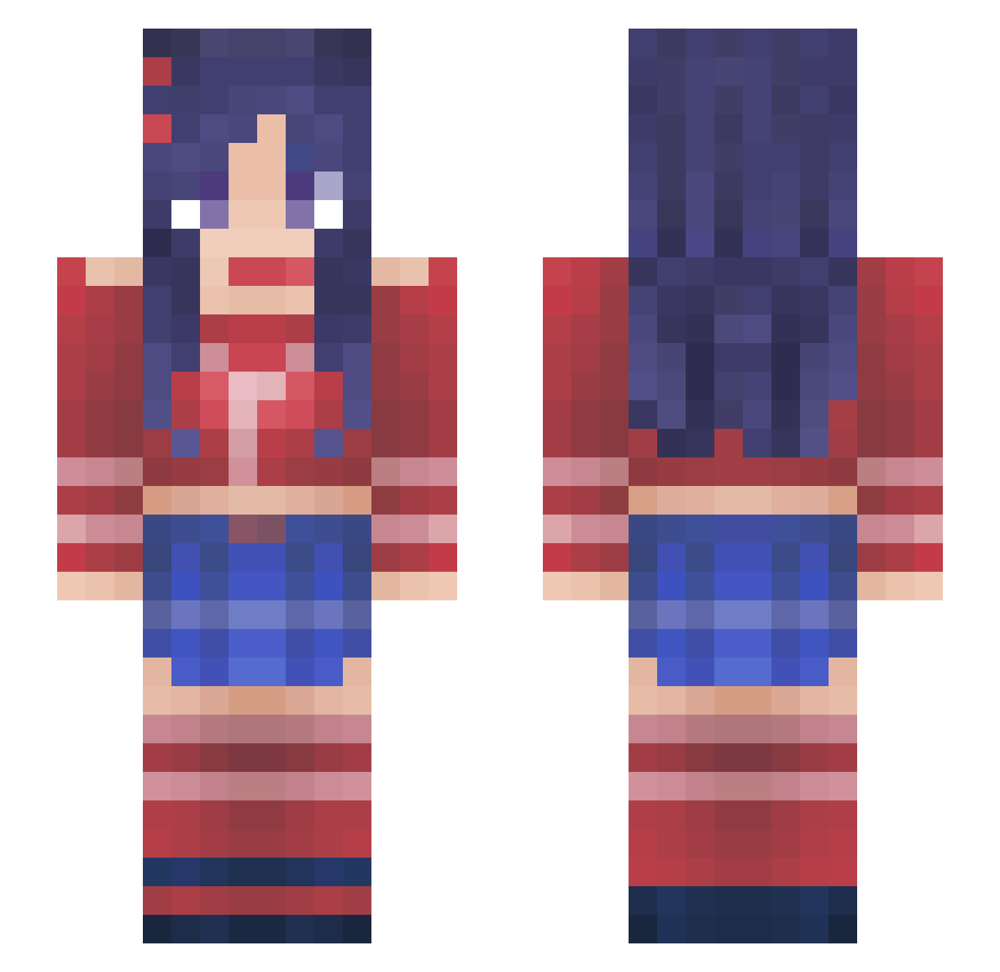 Mita_Aryoshi Minecraft skin, front and back view