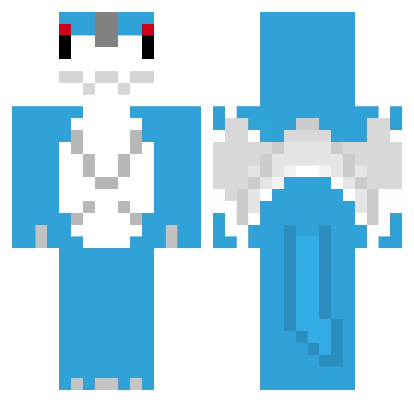 Plainish Minecraft skin, front and back view