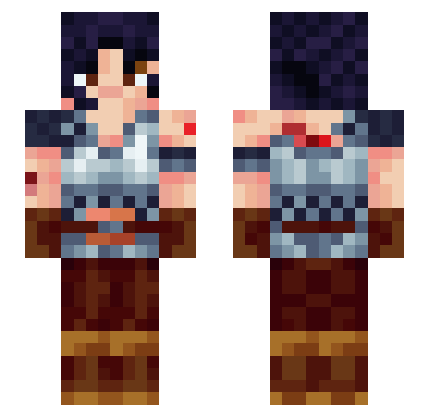 Micas Minecraft skin, front and back view