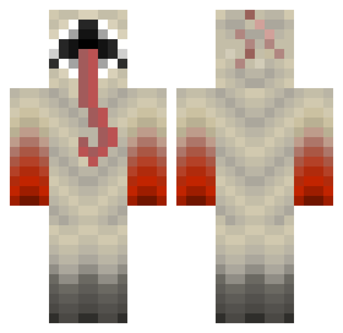 Oldie Minecraft skin, front and back view