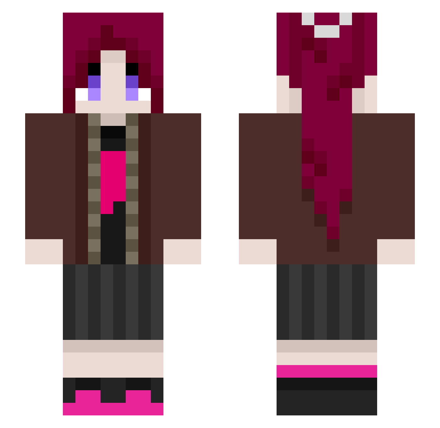 Tail_Road_Lu Minecraft skin, front and back view
