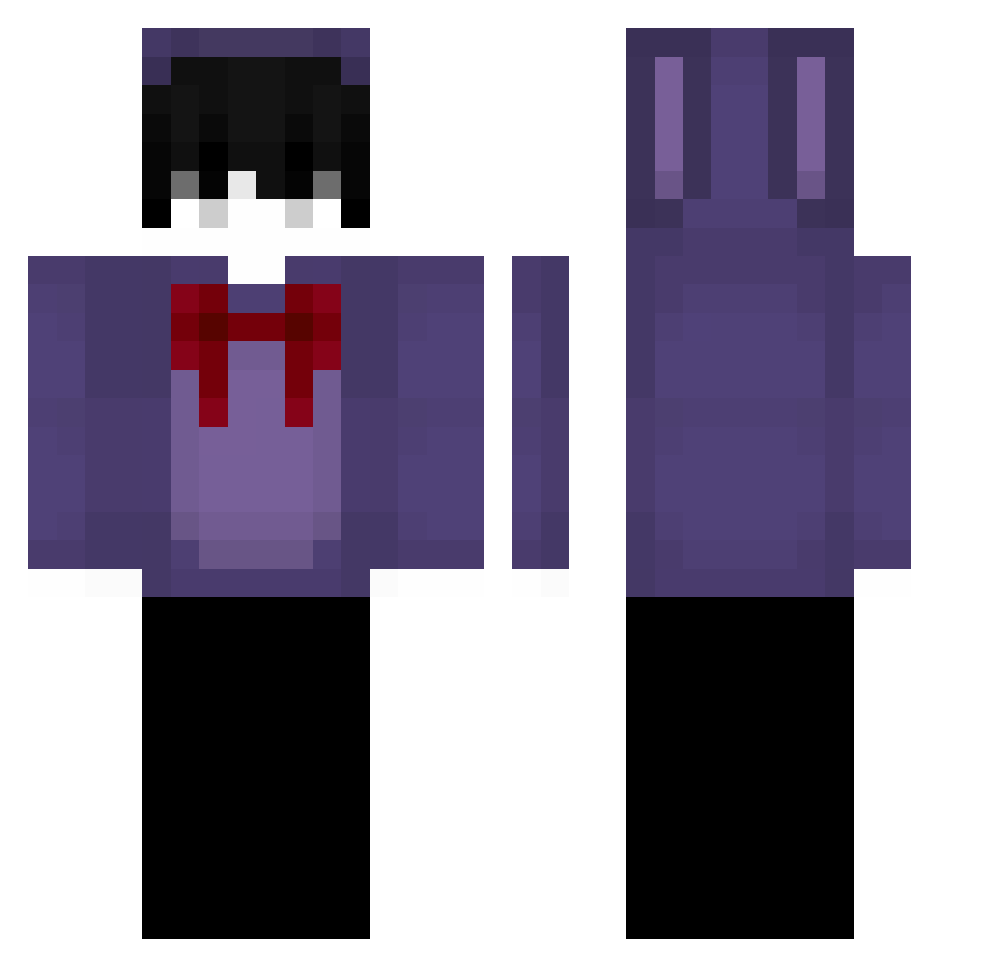 anywh3re Minecraft skin, front and back view