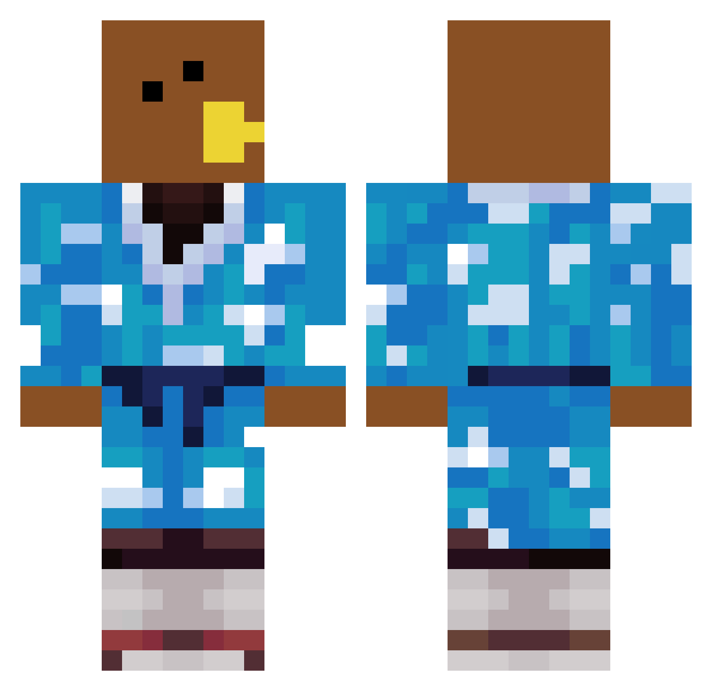MompeFox Minecraft skin, front and back view