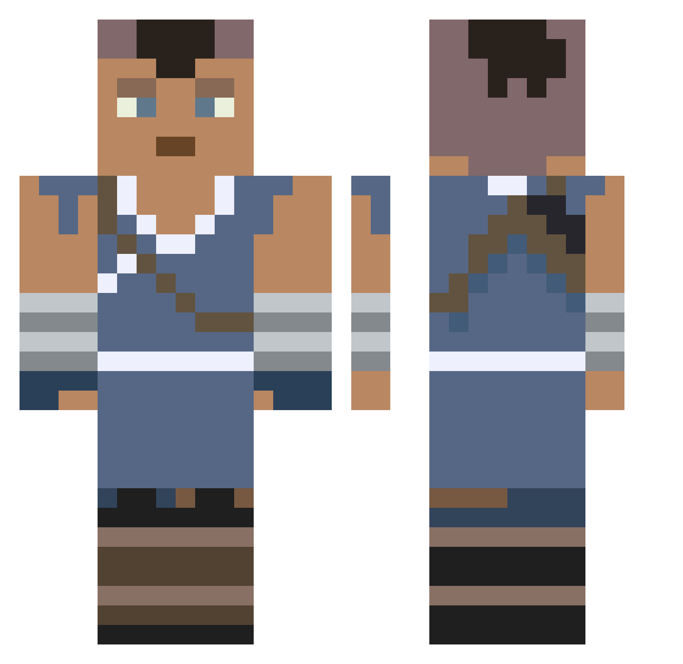 NigMix Minecraft skin, front and back view