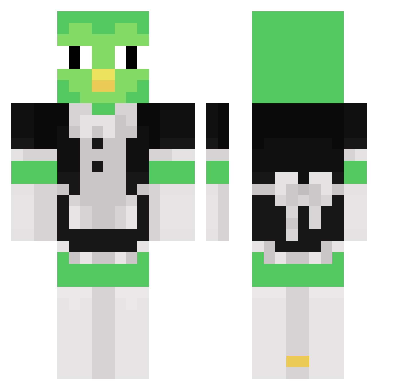 belooxx Minecraft skin, front and back view