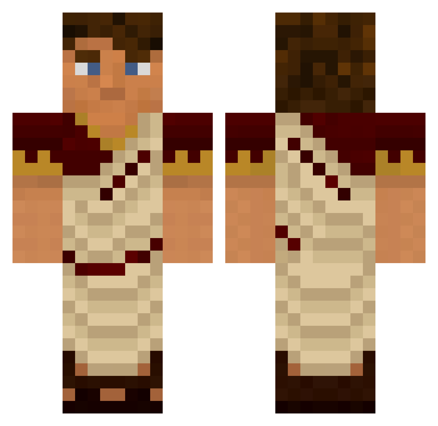 Pridium Minecraft skin, front and back view