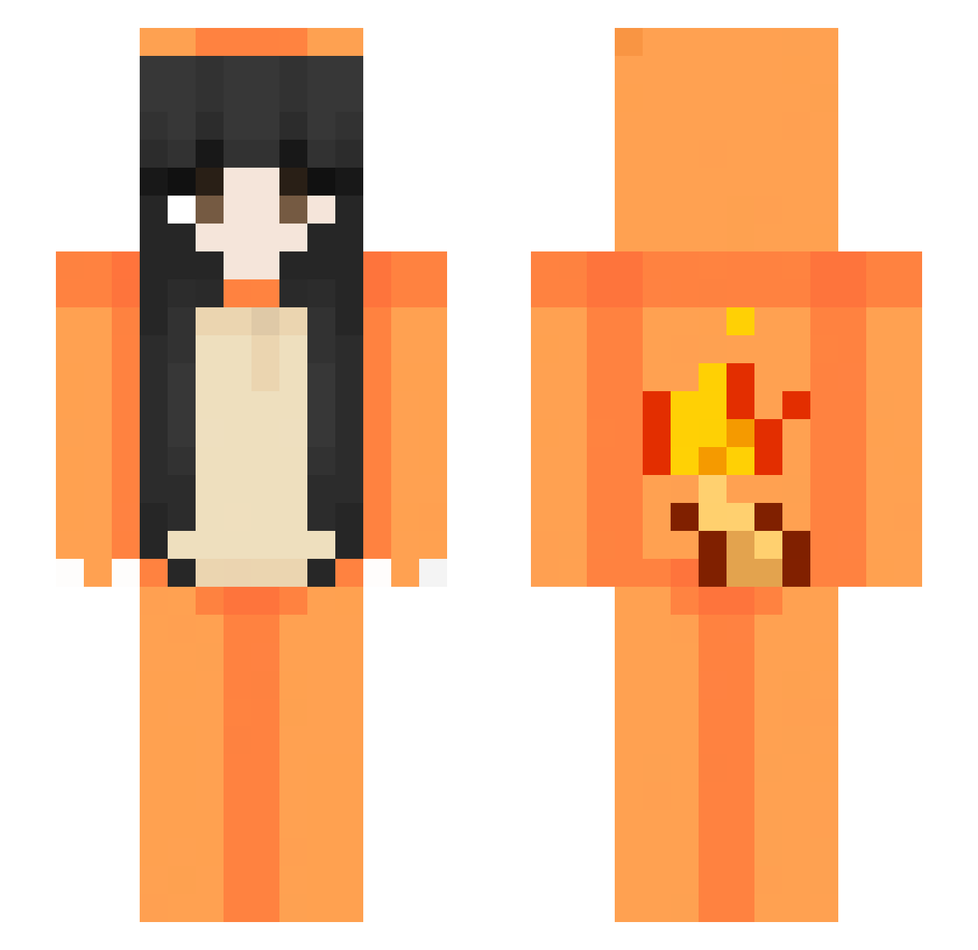 SpicyNoodles13 Minecraft skin, front and back view