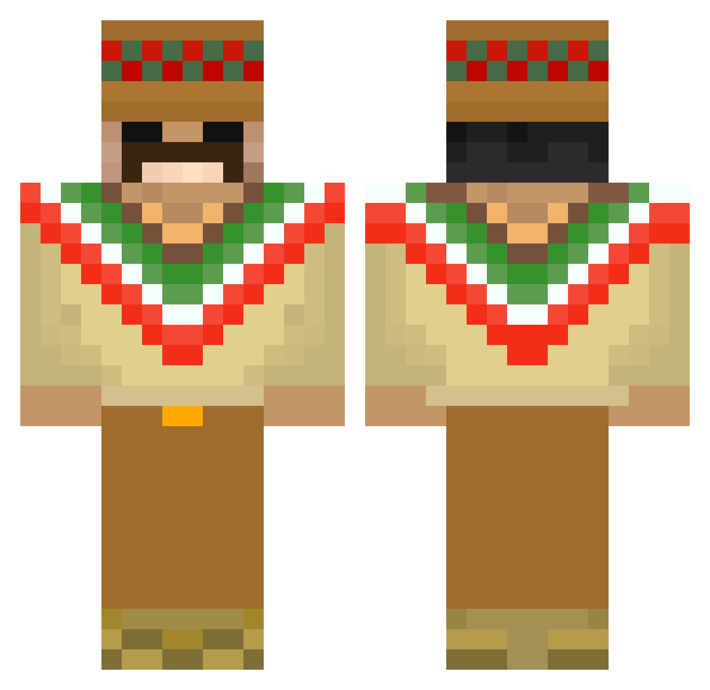 Q4cp3R Minecraft skin, front and back view