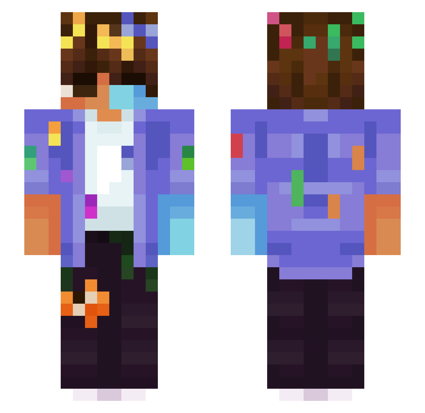 ItzPrada Minecraft skin, front and back view
