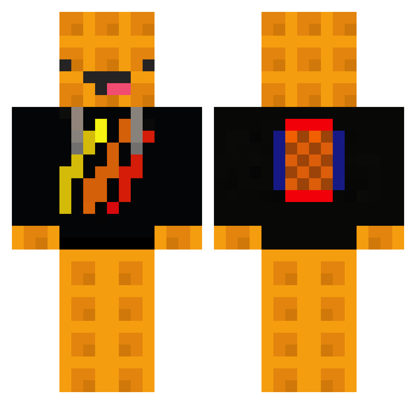 Dwopthebase Minecraft skin, front and back view