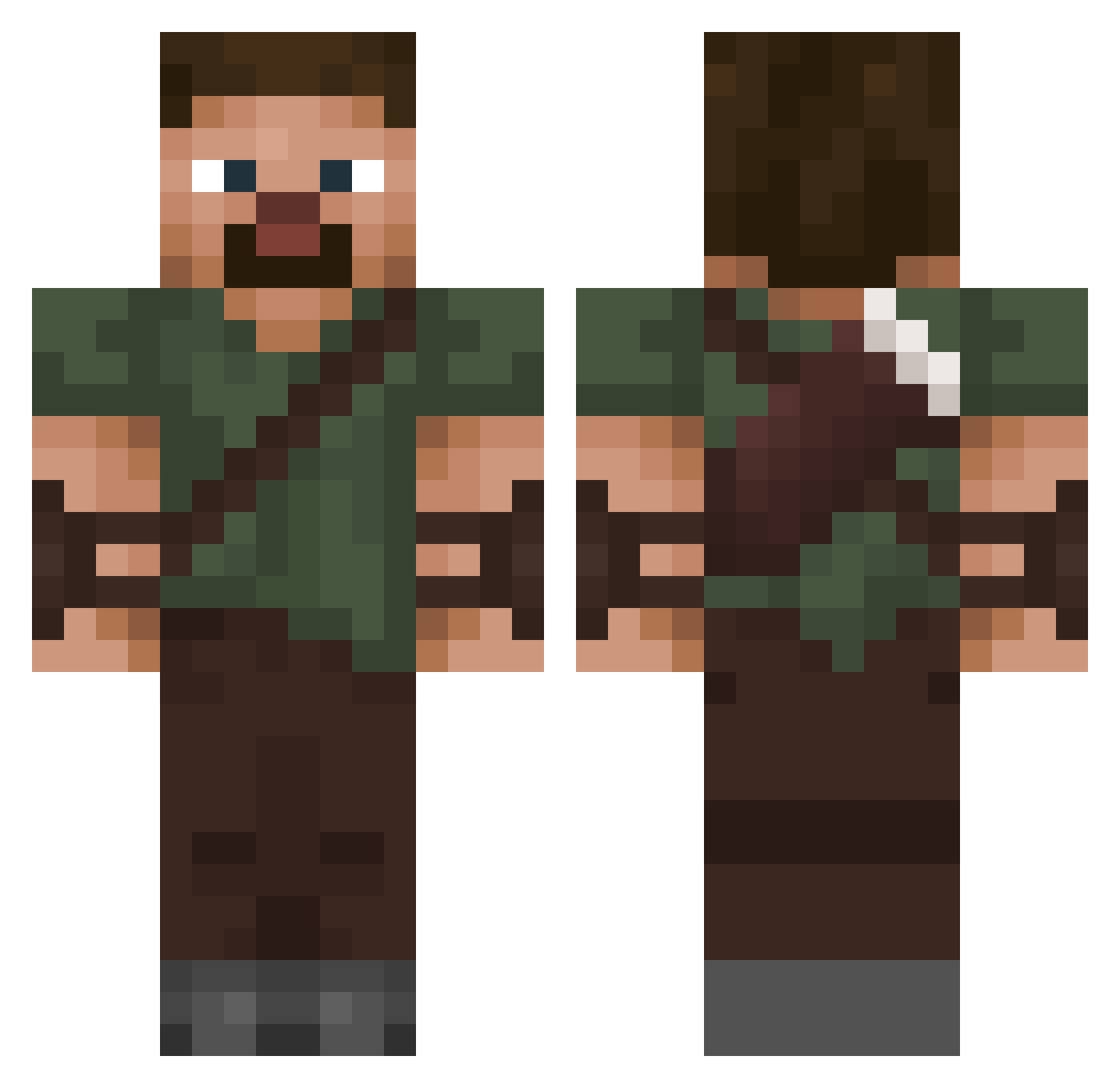 Heroki115E Minecraft skin, front and back view