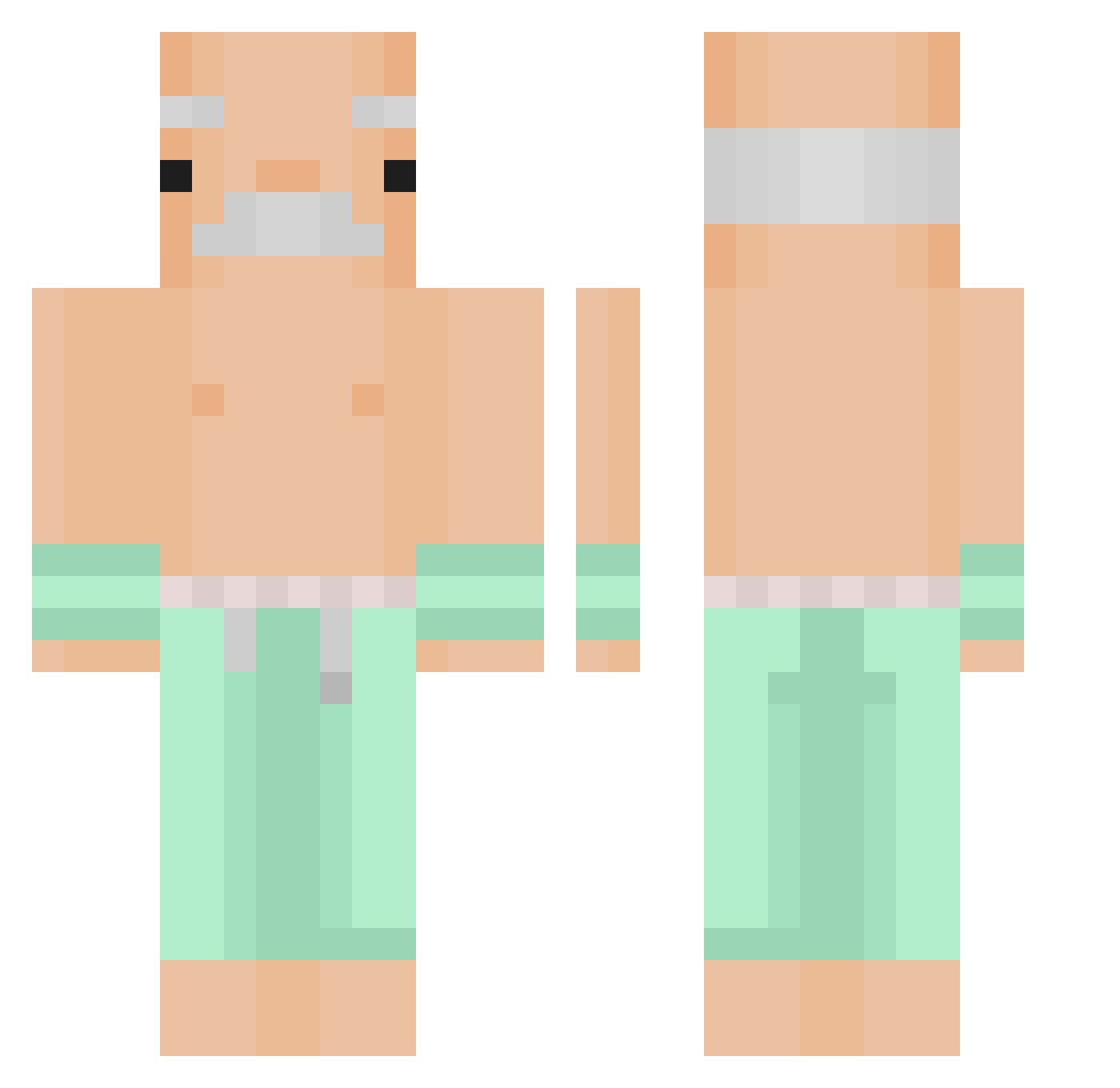 navgrot Minecraft skin, front and back view