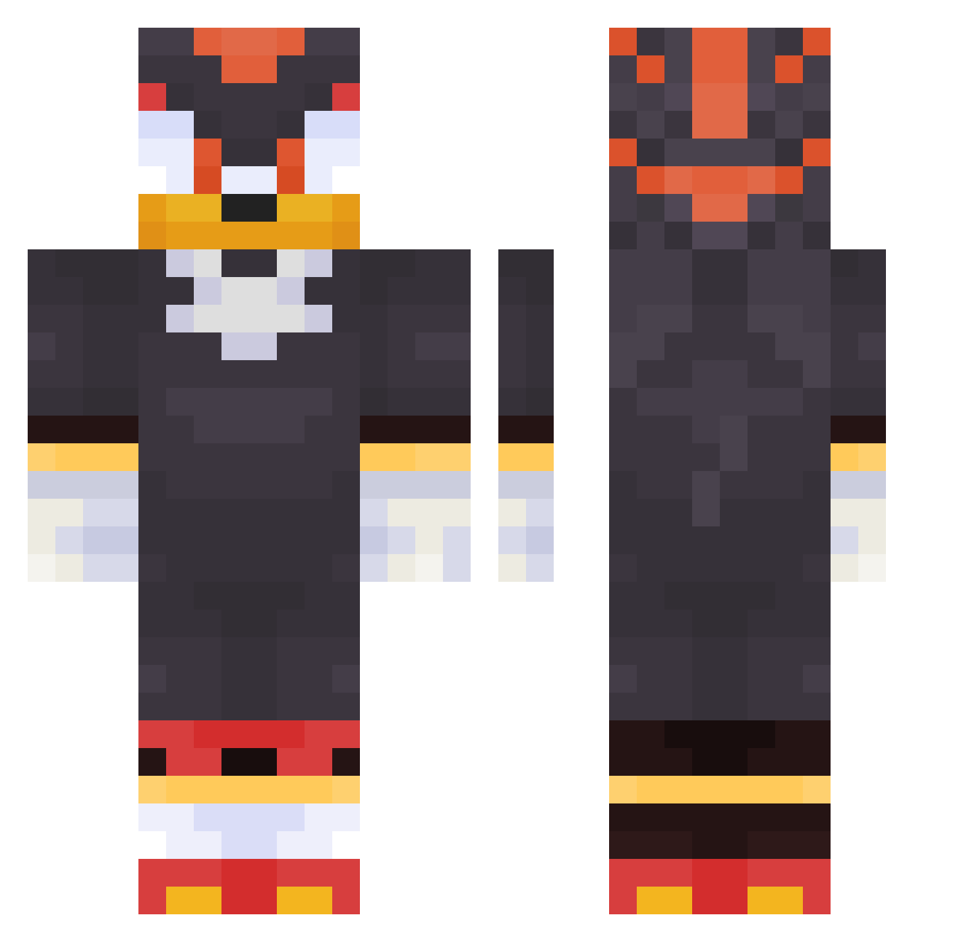Rosemasu Minecraft skin, front and back view