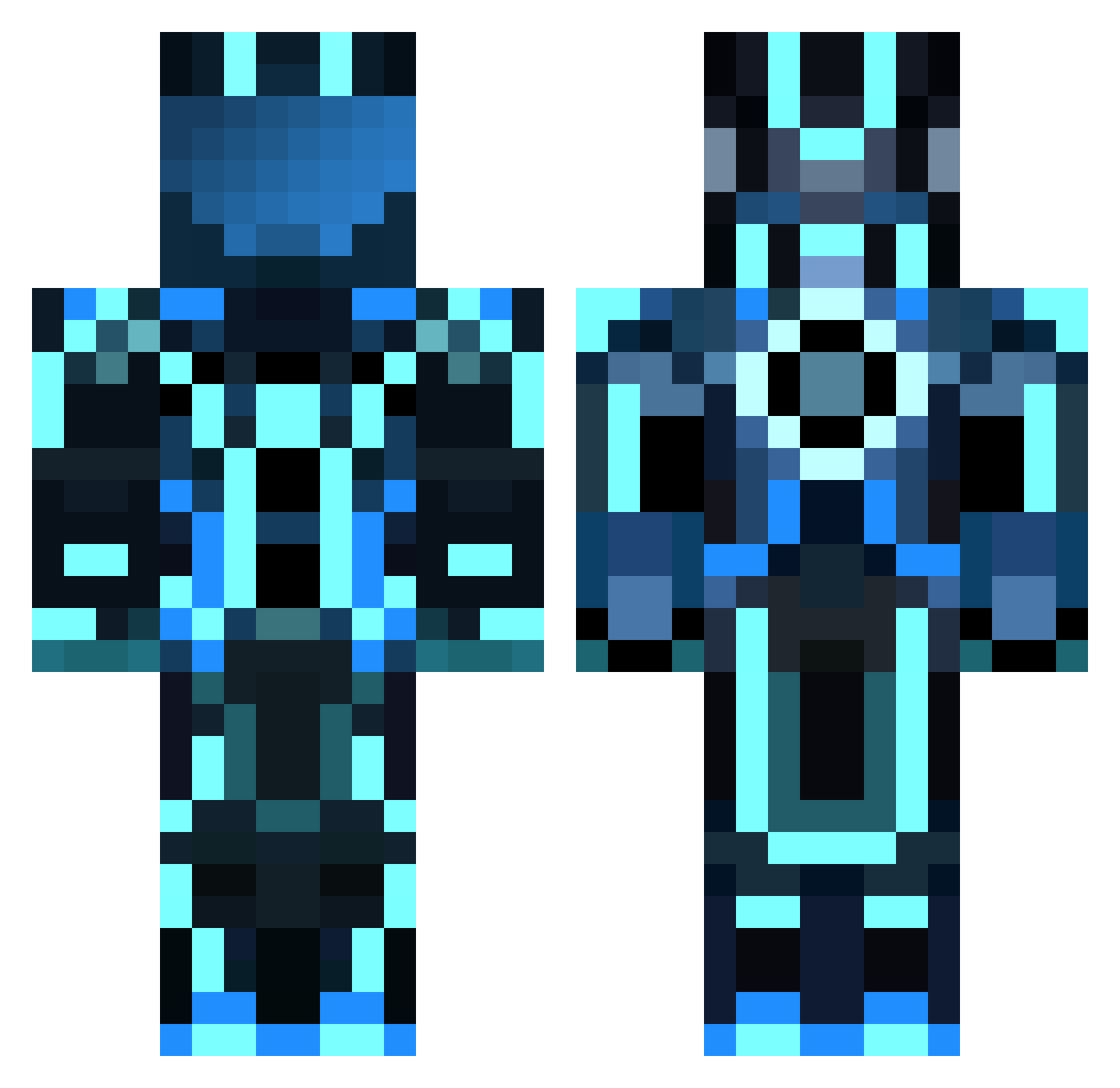 Numbering Minecraft skin, front and back view
