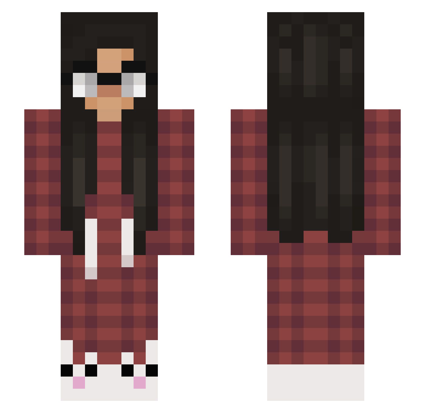 peachylul Minecraft skin, front and back view