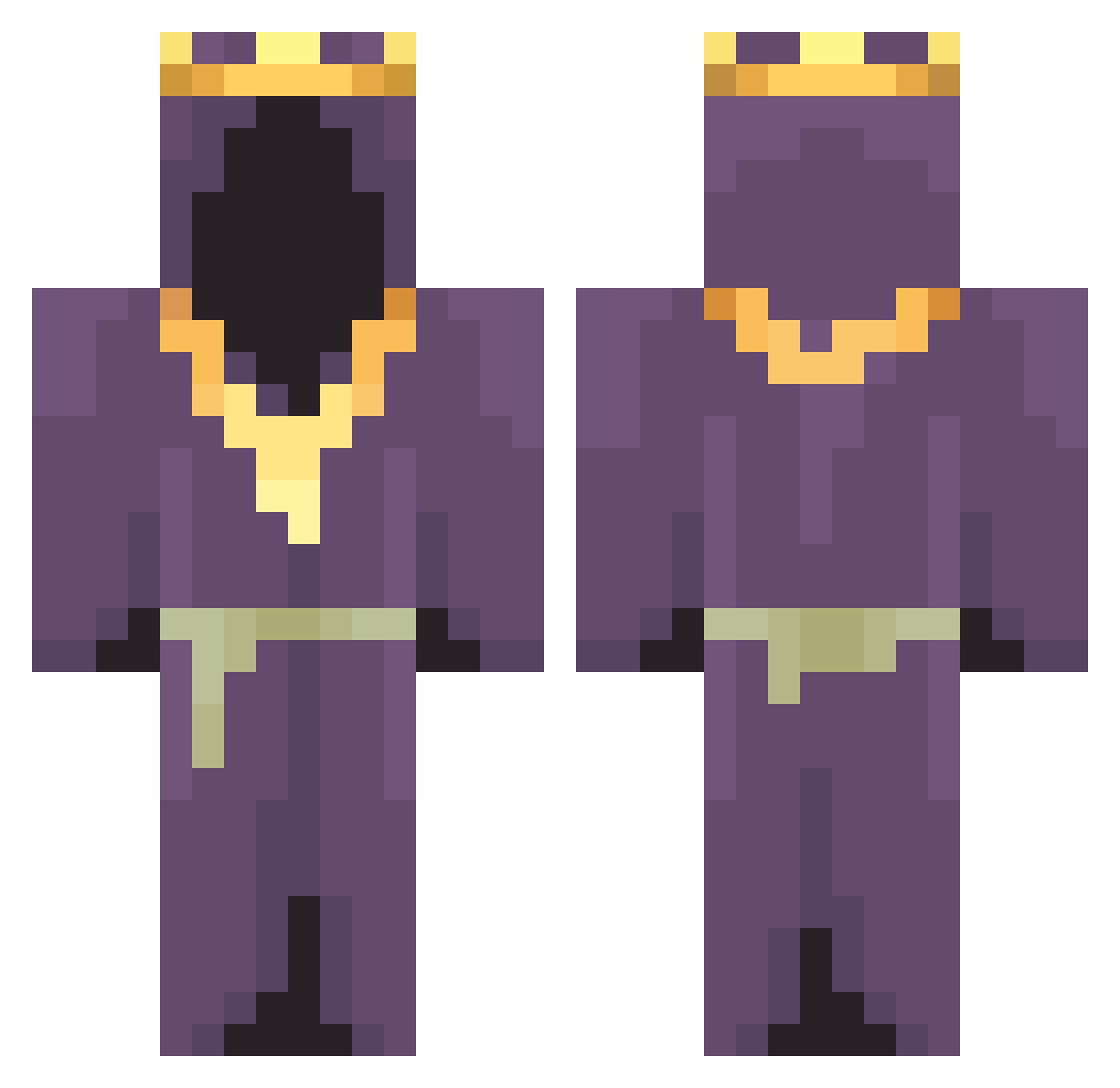 PhiZitrone Minecraft skin, front and back view