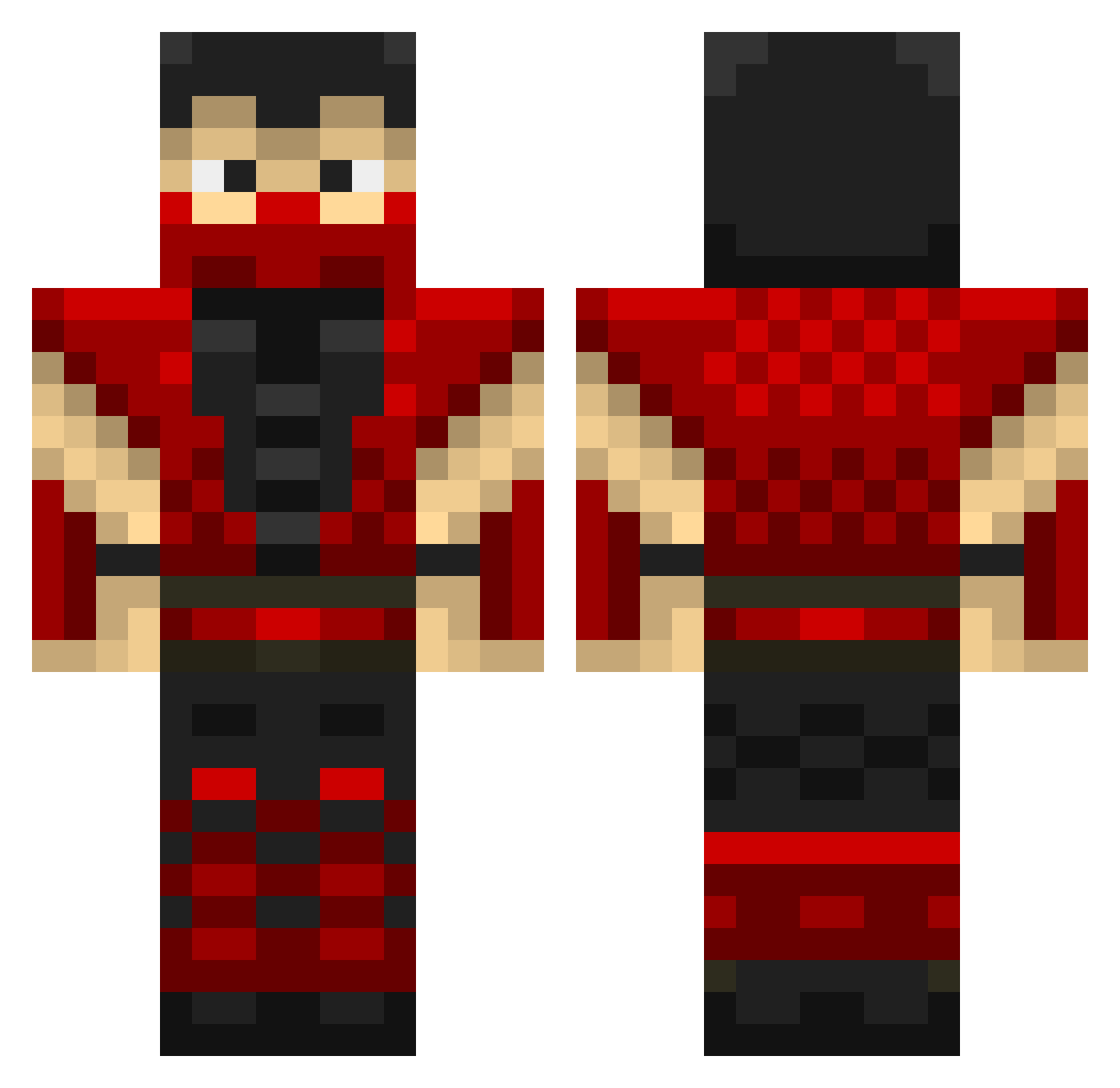 Bloated Minecraft skin, front and back view