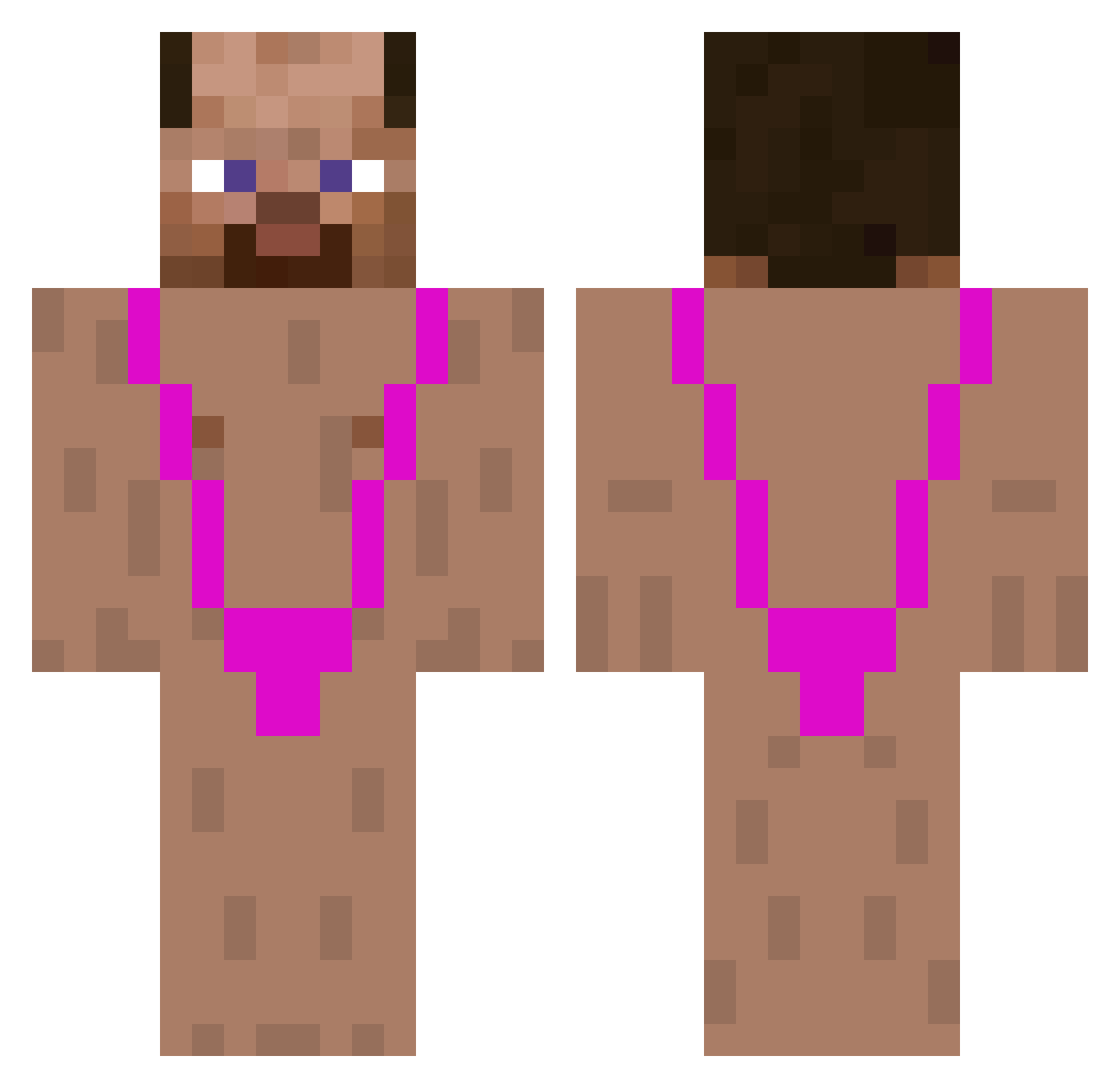 Zzxbcv Minecraft skin, front and back view