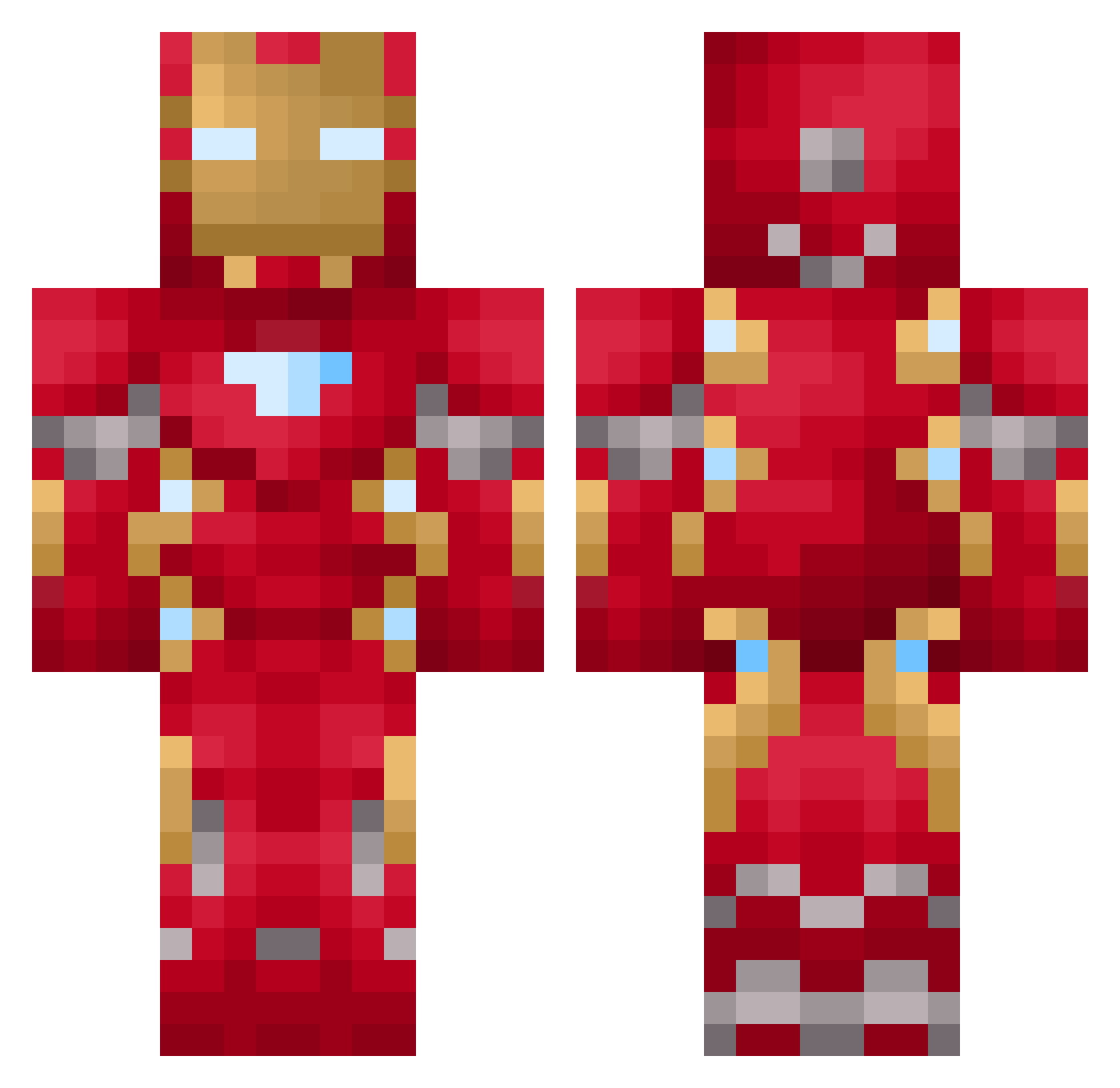 Impact808 Minecraft skin, front and back view