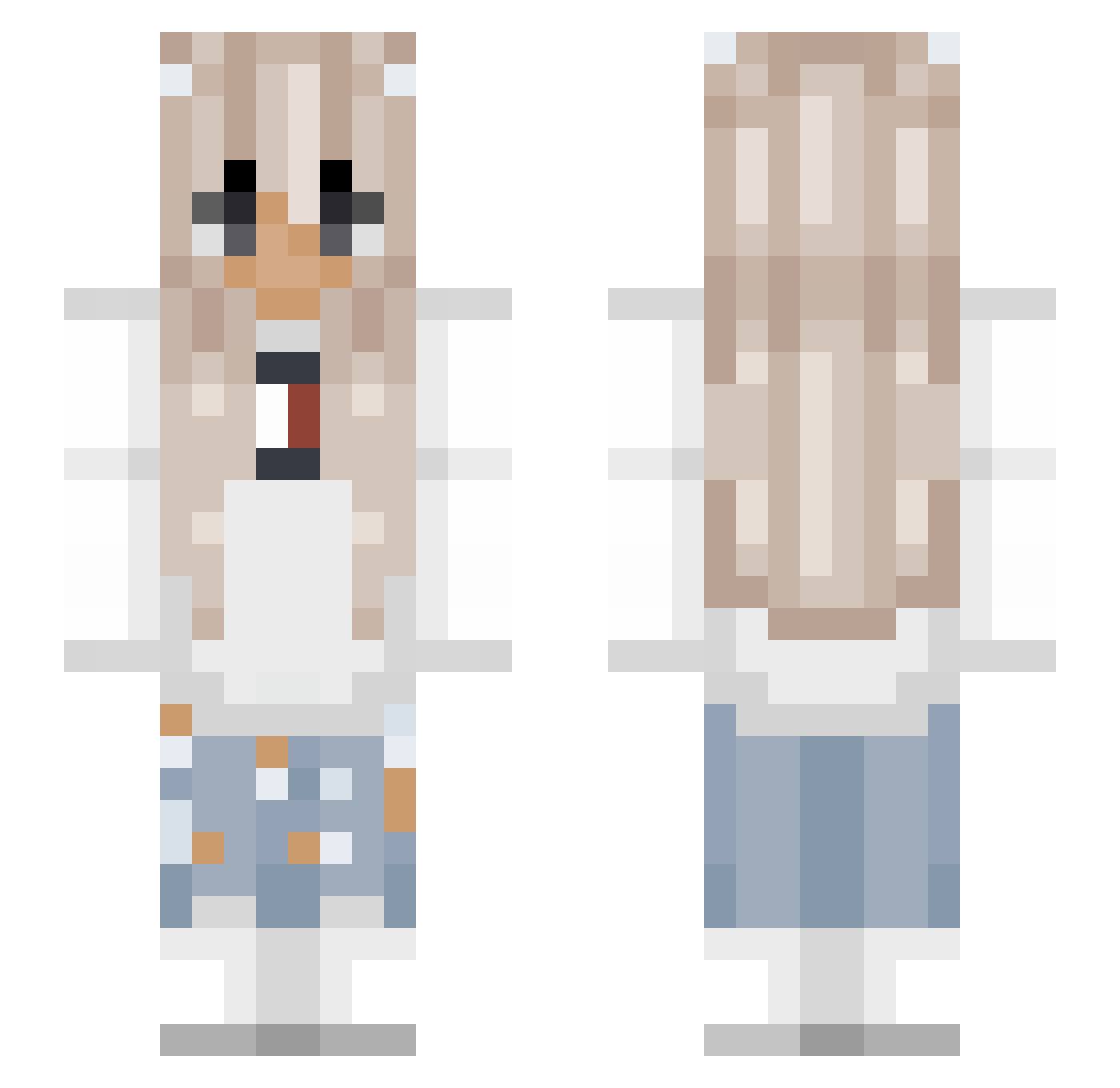 Retrogressive Minecraft skin, front and back view