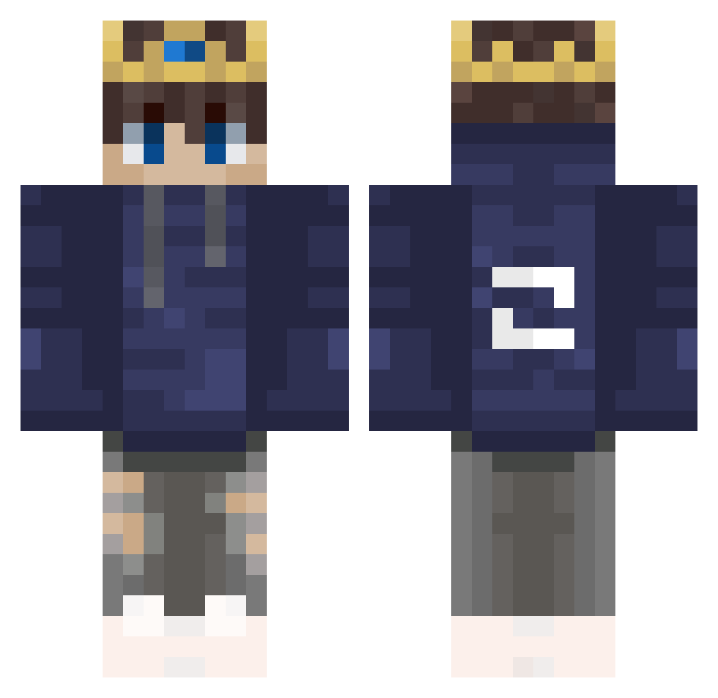 TallRelativity Minecraft skin, front and back view