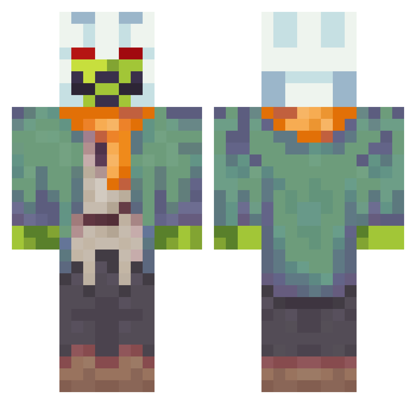Weedmouth Minecraft skin, front and back view